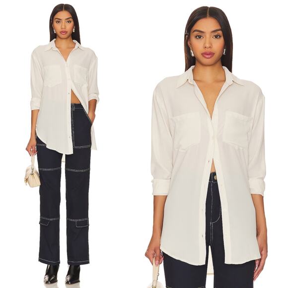 REMI X REVOLVE Michelle Button Up Shirt in Bone size Large - Picture 14 of 15